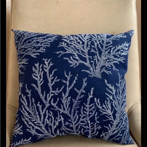 Other - Navy Blue Coral Pattern Throw Pillow